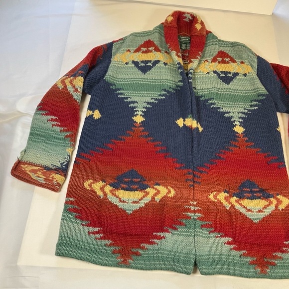 Ralph Lauren Womens Hand Knit Cardigan Sweater Vintage Southwestern Aztec Navajo - Picture 7 of 11